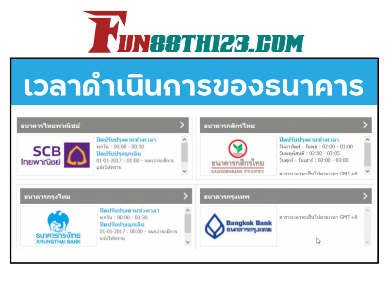 ขั้นตอน การ ฝาก เงิน เข้า FUN88 ผ่านบัญชีในประเทศแบบทศนิยมอย่างรวดเร็ว การ ฝาก เงิน เข้า Fun88