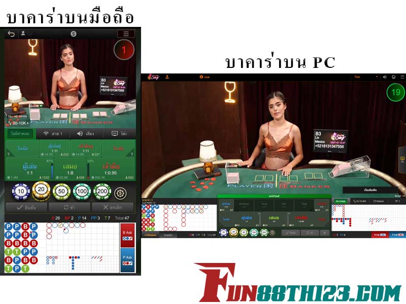 รีวิวคาสิโนสด Fun88 ความแตกต่างบนมือถือและPC รีวิวคาสิโนสด Fun88