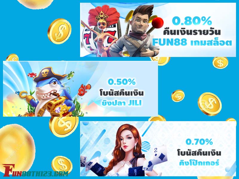 วิธีรับเงินคืน Fun88 กับยอดหมุนเวียนในผลิตภัณฑ์สล็อตและเกมสามมิติ วิธีรับเงินคืน Fun88