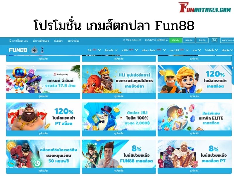 โปรโมชั่นสำหรับเกมส์ยิงปลา Fun88 โปรโมชั่น Fun88