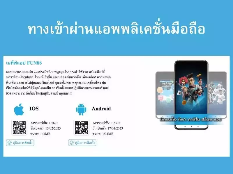 Fun888 ทางเข้า มือ ถือ อัพเดทล่าสุดผ่านแอพพลิเคชั่น ทางเข้า Fun88 มือถือ